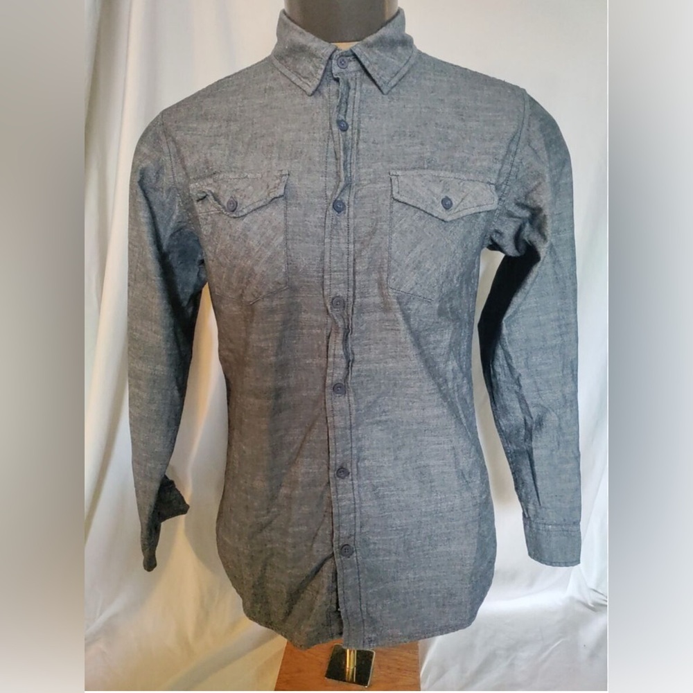 NWOT Men Burnside Cotton Polyester Medium Blue Denim Casual Dress Shirt M